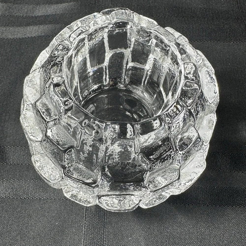 Kosta Boda Sweden Igloo Art Glass Votive Candle Holder Clear Signed Tealight
